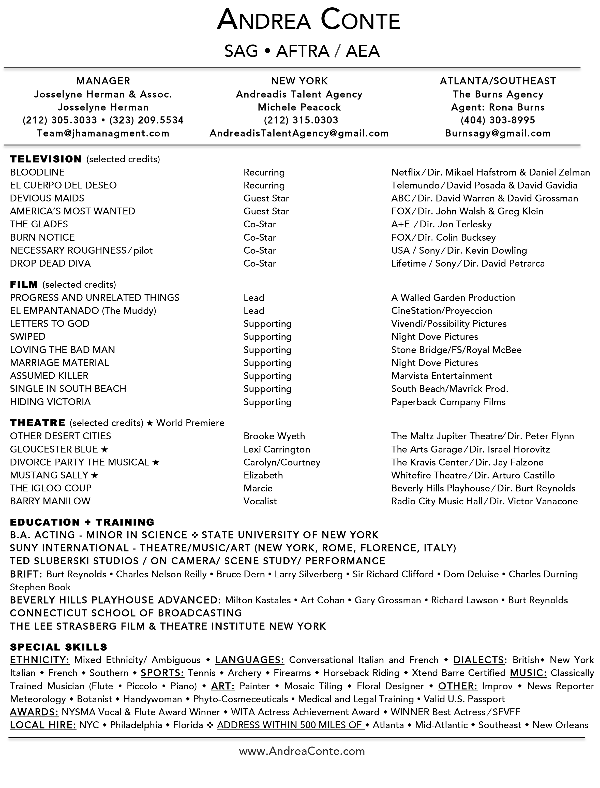 resume andrea conte sag aftra aea